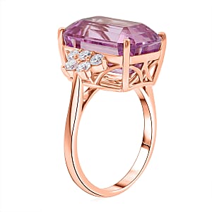 Certified & Appraised AAA Martha Rocha Kunzite and Luxuriant Lab Grown Diamond E-F VS 10.00 ctw Ring in 10K Rose Gold (Size 9.0)