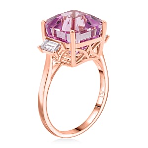 Certified & Appraised AAA Martha Rocha Kunzite and Luxuriant Lab Grown Diamond E-F VS 10.00 ctw Ring in 10K Rose Gold (Size 6.0)