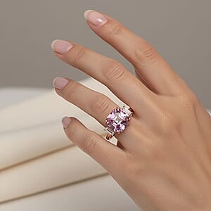 Certified & Appraised AAA Martha Rocha Kunzite and Luxuriant Lab Grown Diamond E-F VS 10.00 ctw Ring in 10K Rose Gold (Size 6.5)
