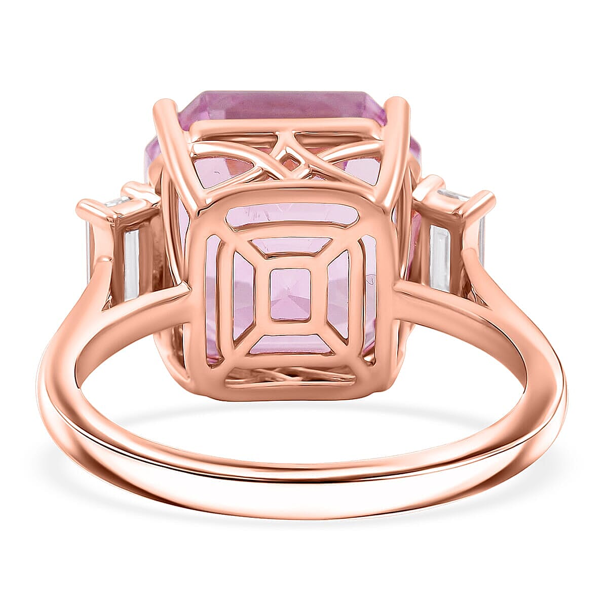Certified & Appraised AAA Martha Rocha Kunzite and Luxuriant Lab Grown Diamond E-F VS 10.00 ctw Ring in 10K Rose Gold (Size 6.5) image number 4