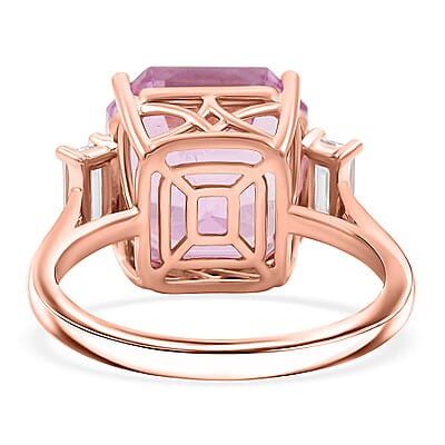 Certified & Appraised AAA Martha Rocha Kunzite and Luxuriant Lab Grown Diamond E-F VS 10.00 ctw Ring in 10K Rose Gold (Size 7.0)