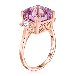 Certified & Appraised AAA Martha Rocha Kunzite and Luxuriant Lab Grown Diamond E-F VS 10.00 ctw Ring in 10K Rose Gold (Size 7.5)