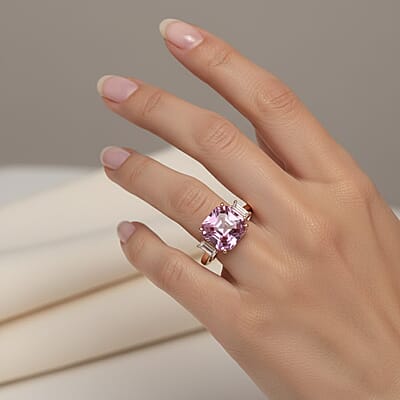 Certified & Appraised AAA Martha Rocha Kunzite and Luxuriant Lab Grown Diamond E-F VS 10.00 ctw Ring in 10K Rose Gold (Size 8.0)