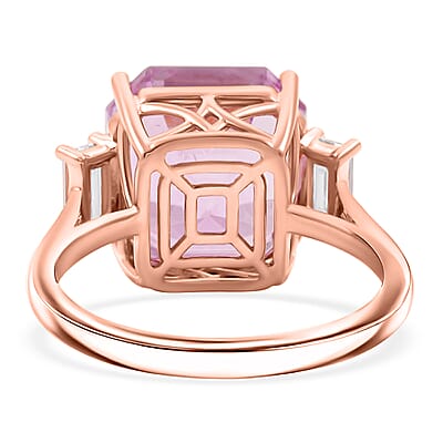 Certified & Appraised AAA Martha Rocha Kunzite and Luxuriant Lab Grown Diamond E-F VS 10.00 ctw Ring in 10K Rose Gold (Size 9.0)