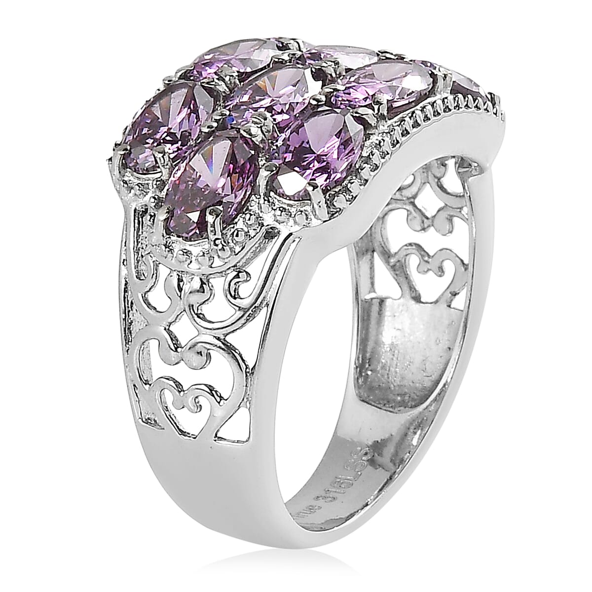 EverTrue Simulated Amethyst Color Diamond Ring in Stainless Steel (Size 10.0) 7.30 ctw image number 3