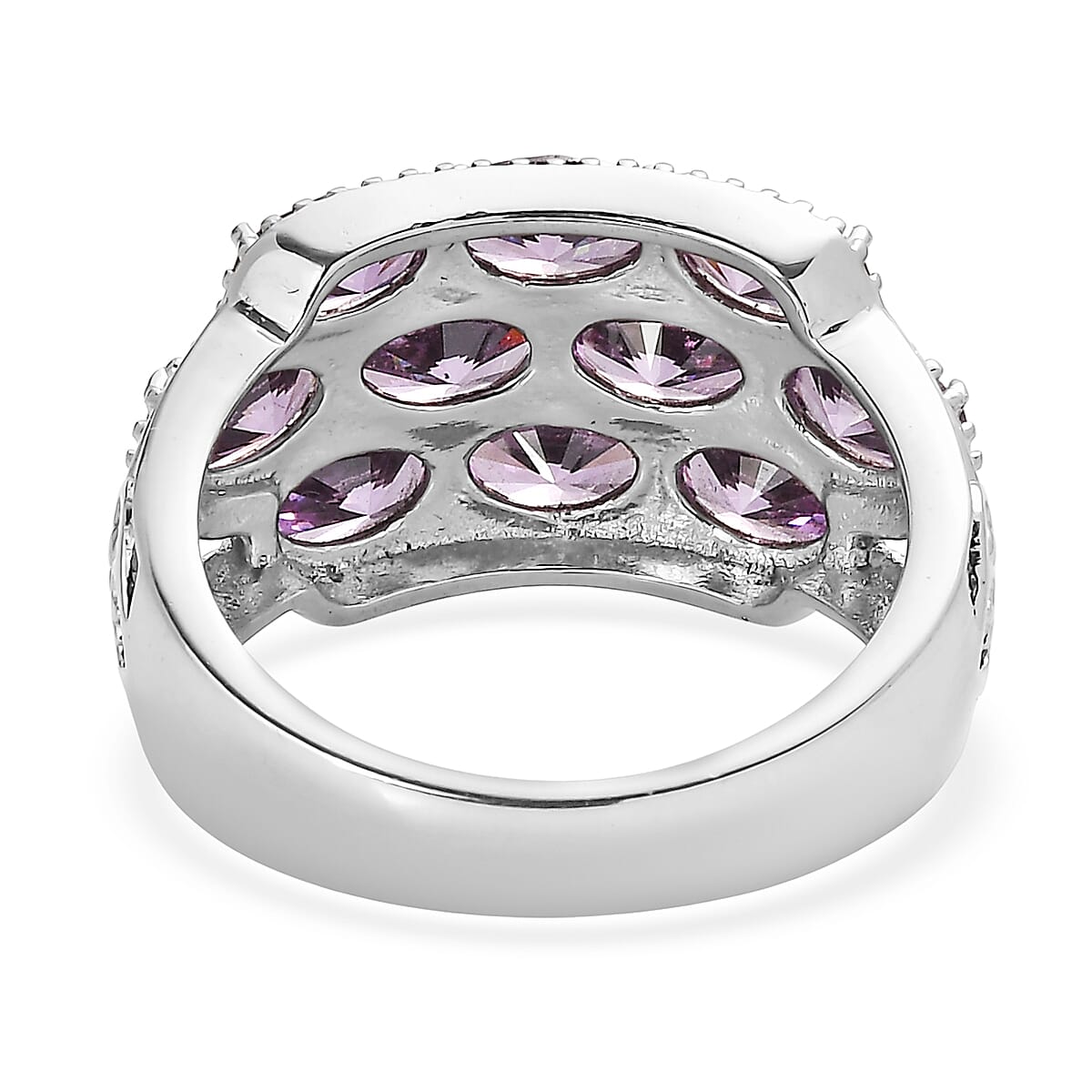 EverTrue Simulated Amethyst Color Diamond Ring in Stainless Steel (Size 7.0) 7.30 ctw