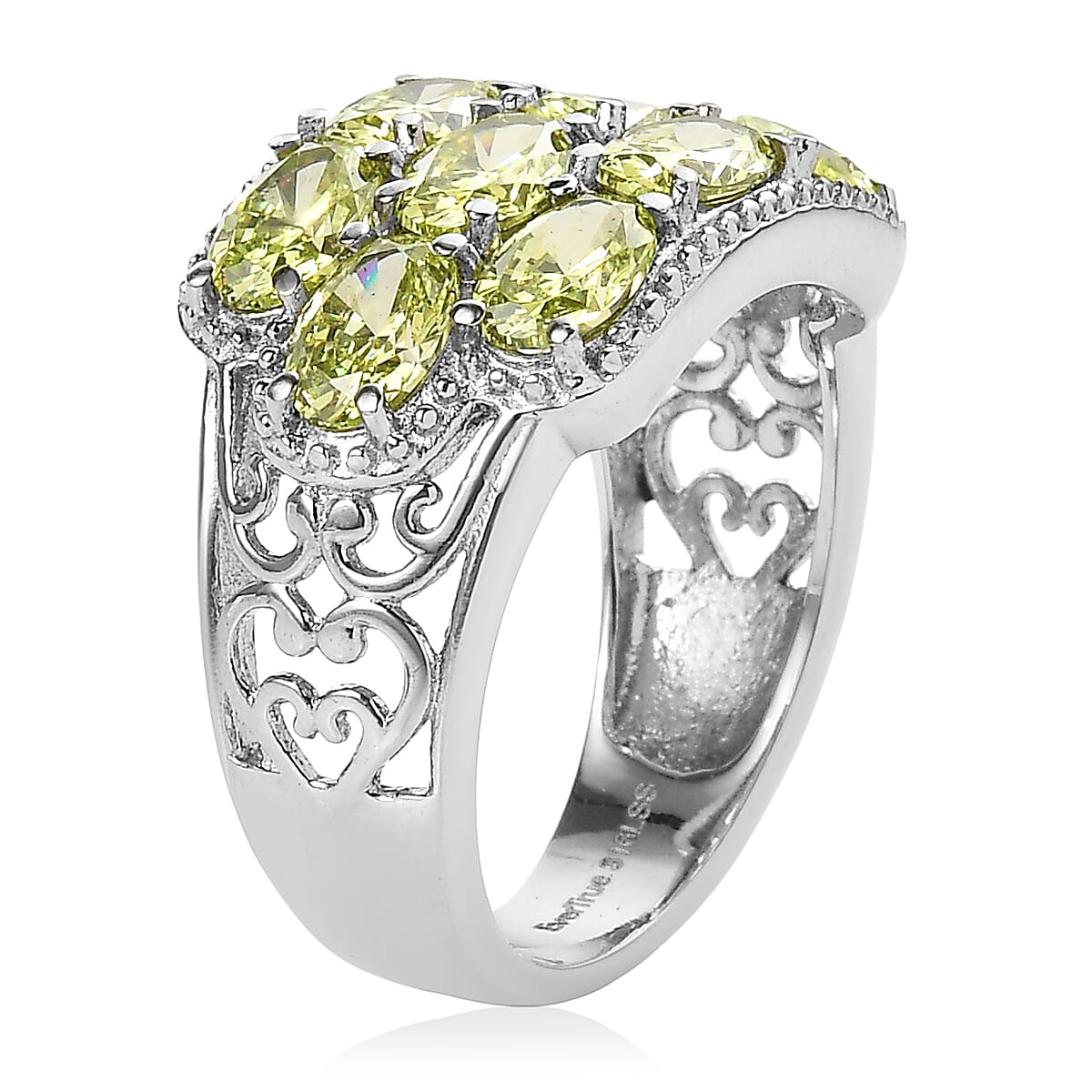 EverTrue Simulated Lime Diamond 7.65 ctw Ring in Stainless Steel (Size 10.0) image number 3