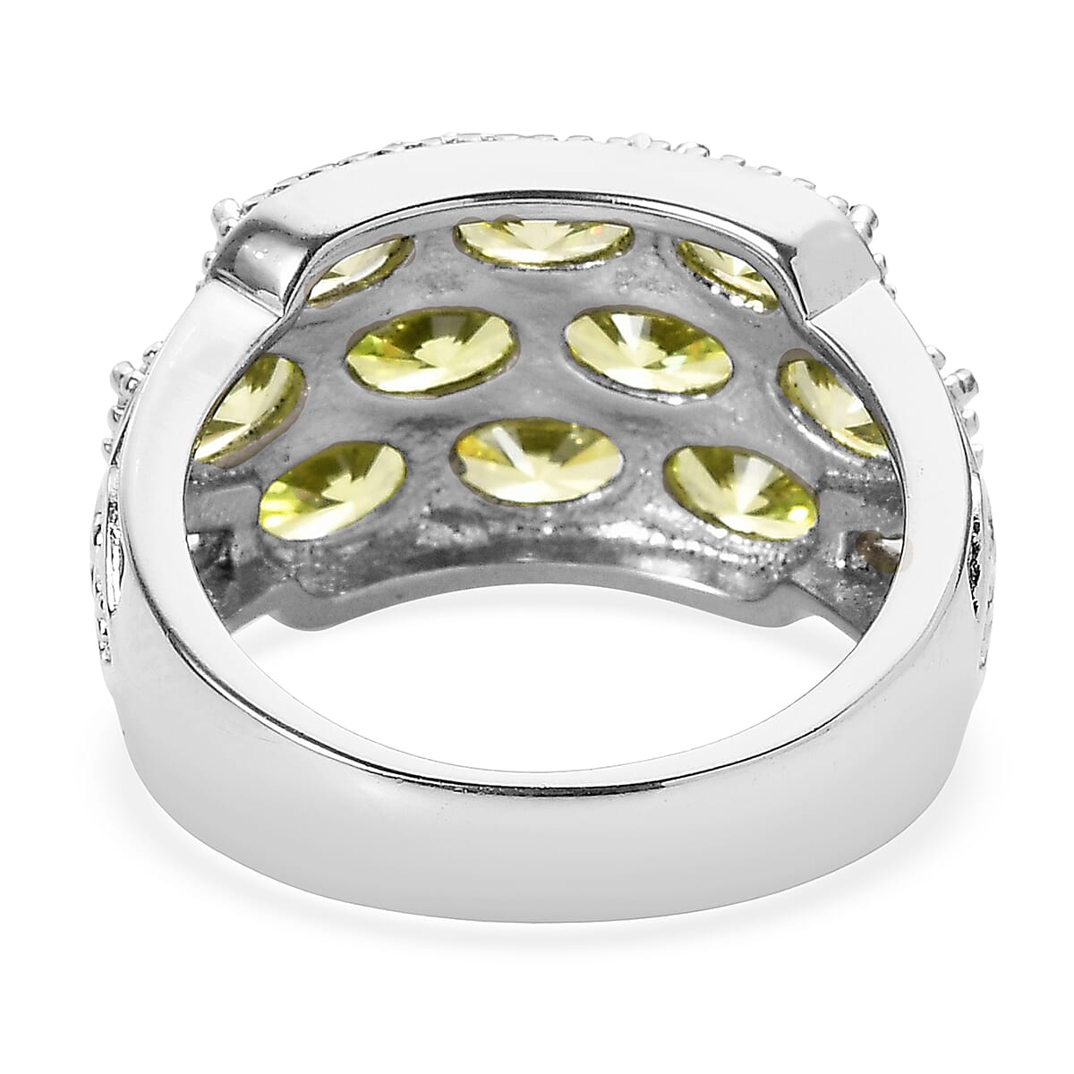 EverTrue Simulated Lime Diamond 7.65 ctw Ring in Stainless Steel (Size 10.0) image number 4