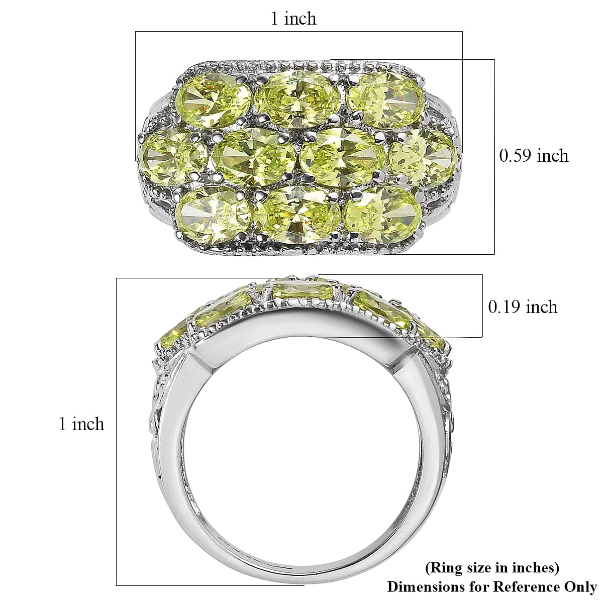 EverTrue Simulated Lime Diamond 7.65 ctw Ring in Stainless Steel (Size 10.0) image number 5