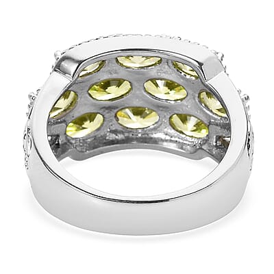 EverTrue Simulated Lime Diamond 7.65 ctw Ring in Stainless Steel (Size 11.0)