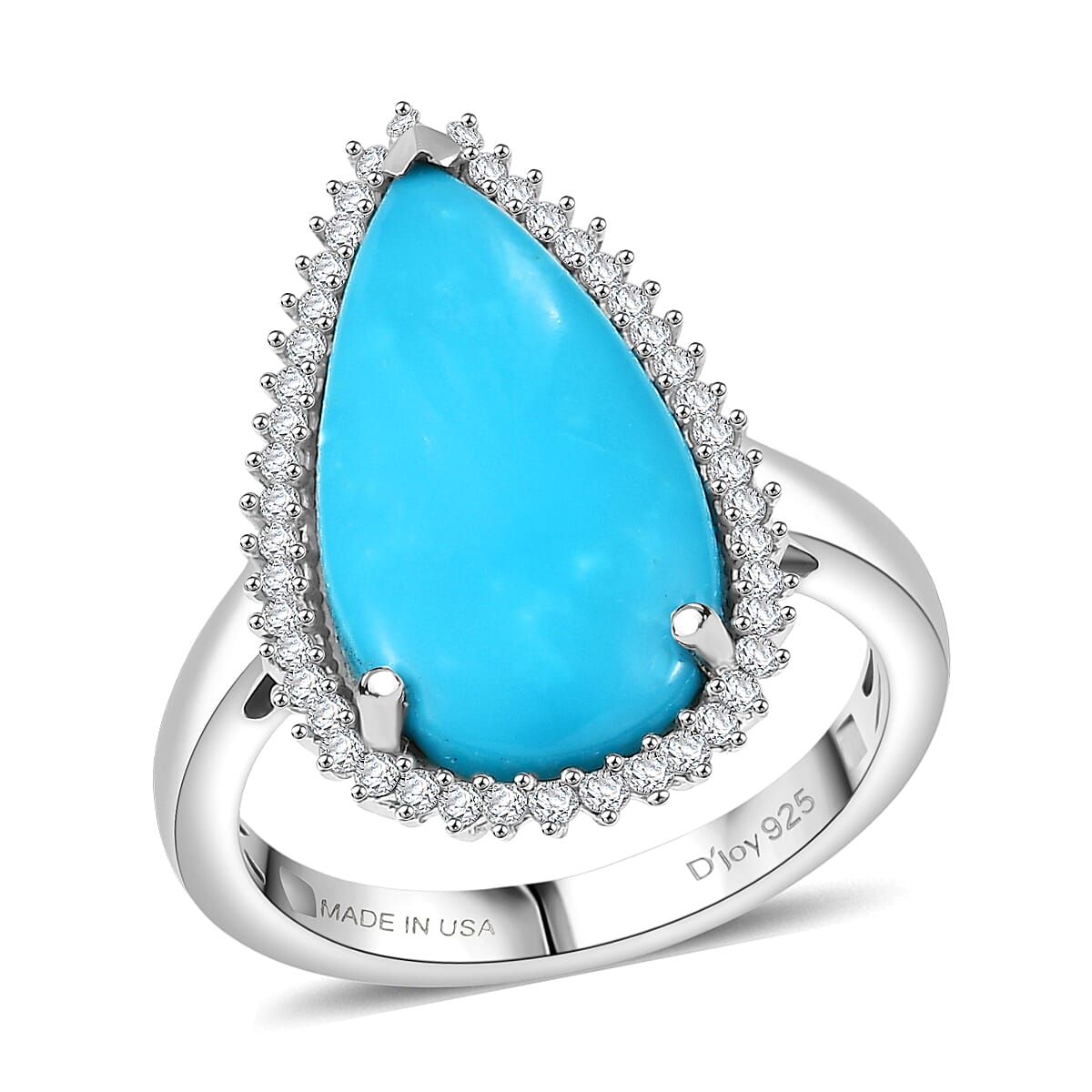 D'Joy Premium Sleeping Beauty Turquoise and Diamond 5.65 ctw Ring in Rhodium Over Sterling Silver (Size 7.0) image number 0