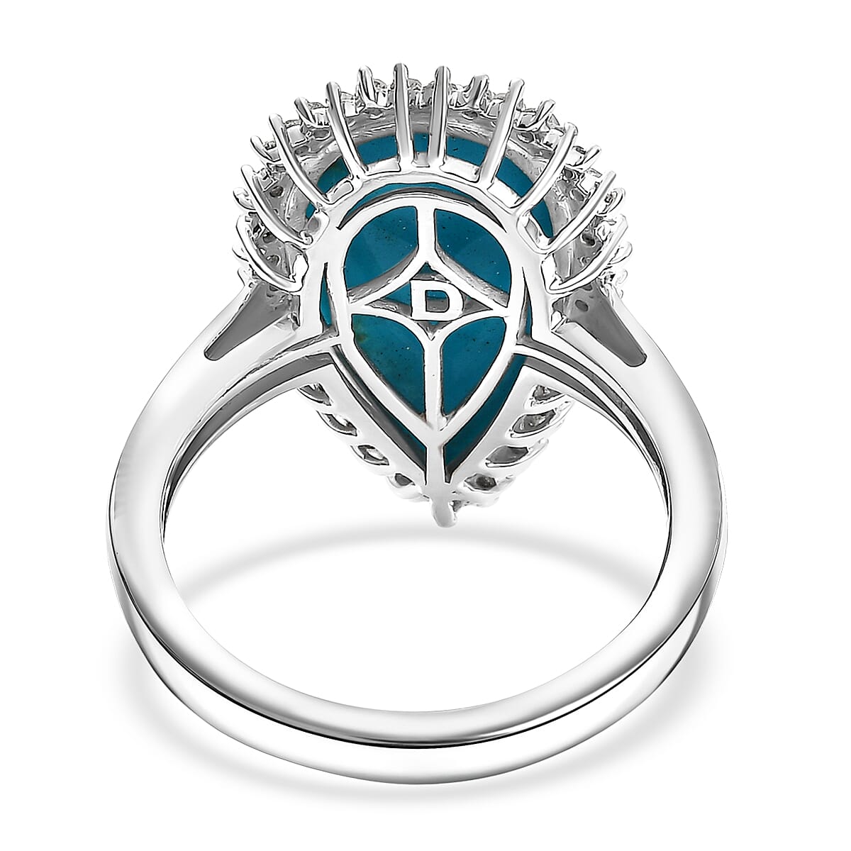 D'Joy Premium Sleeping Beauty Turquoise and Diamond 5.65 ctw Ring in Rhodium Over Sterling Silver (Size 7.0) image number 4