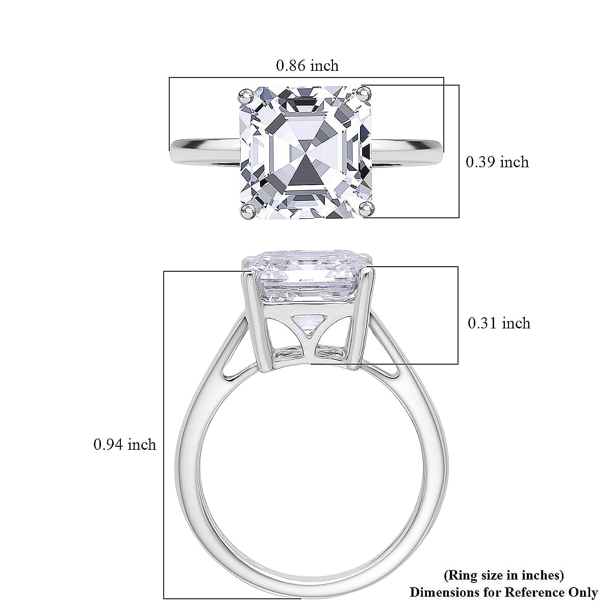  IGI Certified Luxuriant Asscher Cut Lab Grown Diamond E-F VS 5.00 ctw Solitaire Ring in 950 Platinum (Size 10.0) 4.60 Grams image number 5