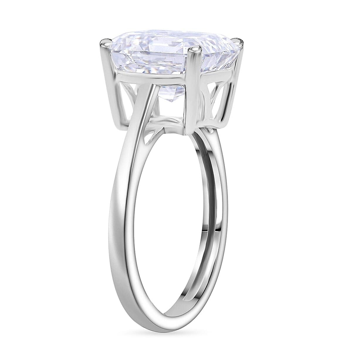  IGI Certified Luxuriant Asscher Cut Lab Grown Diamond E-F VS 5.00 ctw Solitaire Ring in 950 Platinum (Size 5.5) 4.60 Grams image number 3