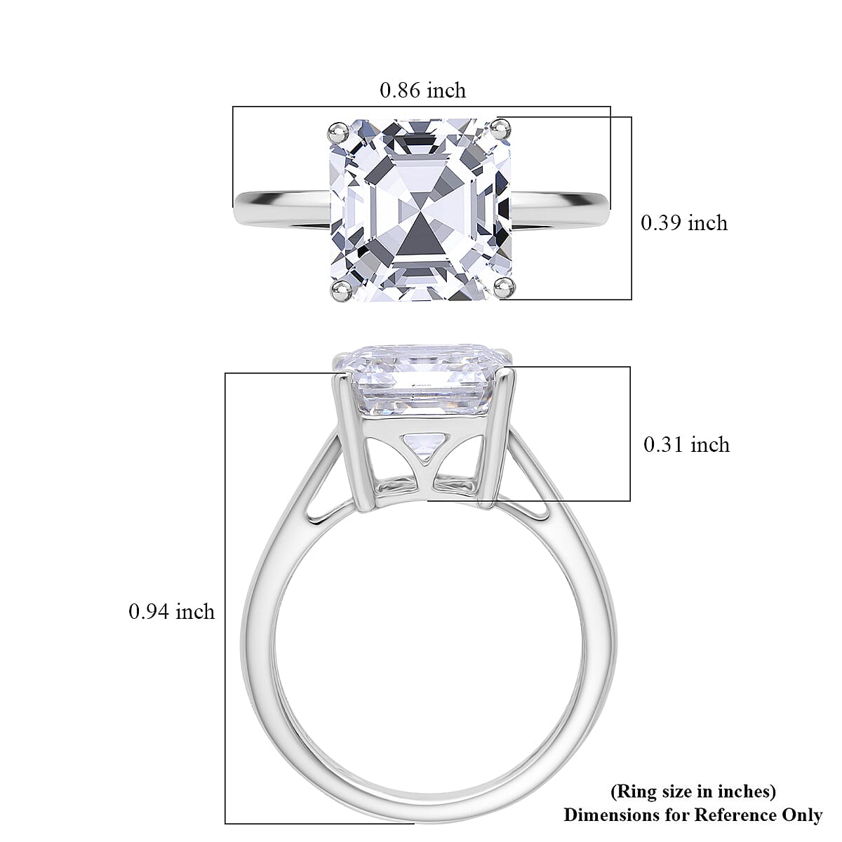  IGI Certified Luxuriant Asscher Cut Lab Grown Diamond E-F VS 5.00 ctw Solitaire Ring in 950 Platinum (Size 6.0) 4.60 Grams image number 5