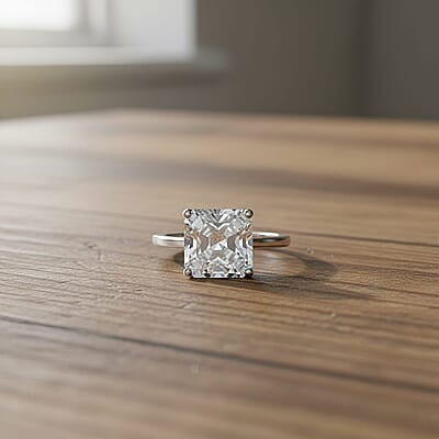 IGI Certified Luxuriant Asscher Cut Lab Grown Diamond E-F VS 5.00 ctw Solitaire Ring in 950 Platinum (Size 7.5) 4.60 Grams