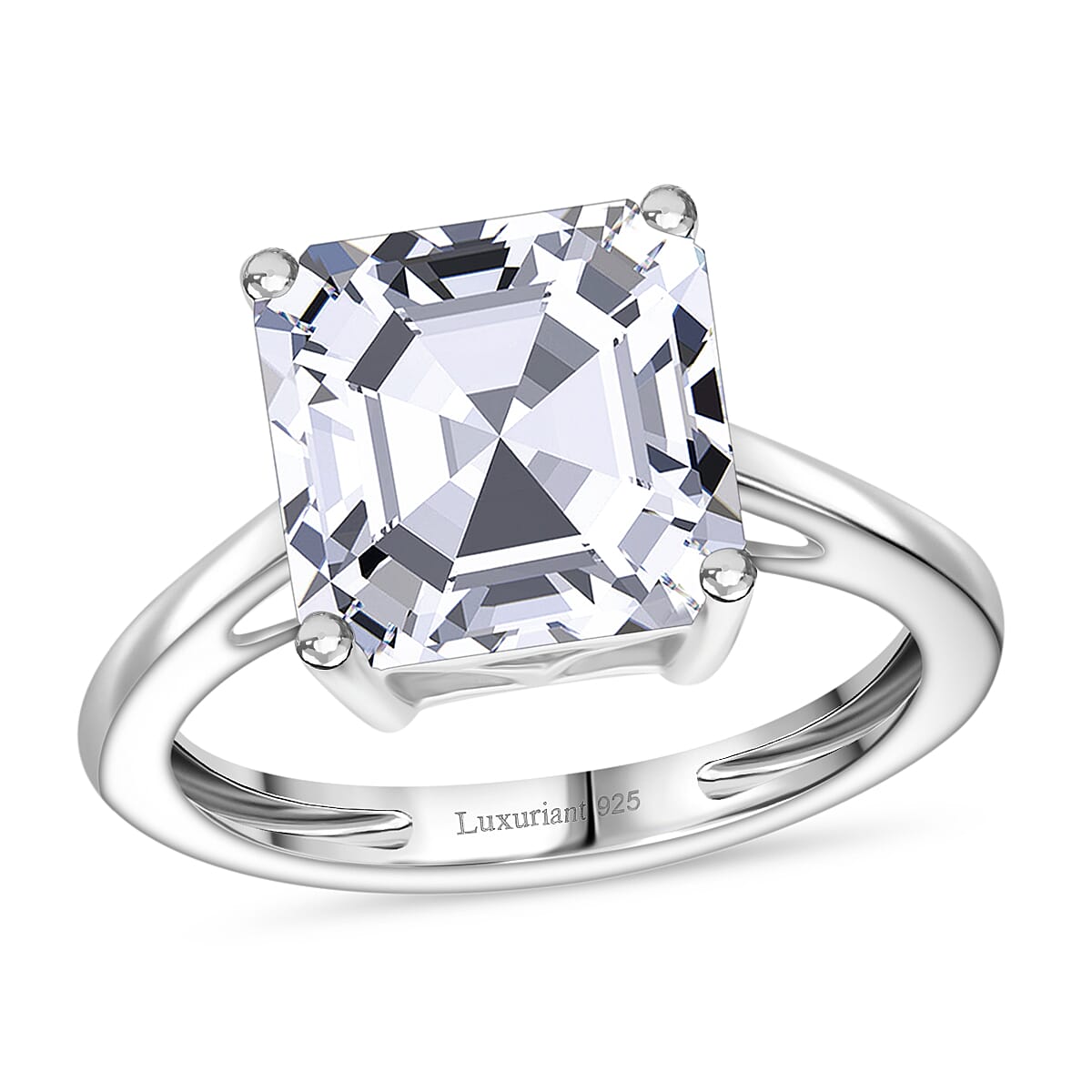  IGI Certified Luxuriant Asscher Cut Lab Grown Diamond E-F VS 5.00 ctw Solitaire Ring in 950 Platinum (Size 8.0) 4.60 Grams image number 0