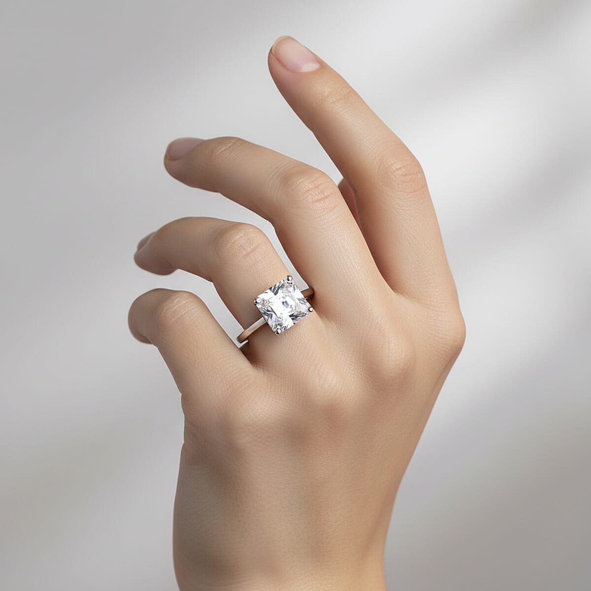  IGI Certified Luxuriant Asscher Cut Lab Grown Diamond E-F VS 5.00 ctw Solitaire Ring in 950 Platinum (Size 8.0) 4.60 Grams image number 2