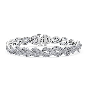  Lab Grown Diamond I1-I2 5.20 ctw Intertwined Destiny Bracelet in Rhodium Over Sterling Silver (6.50 In)