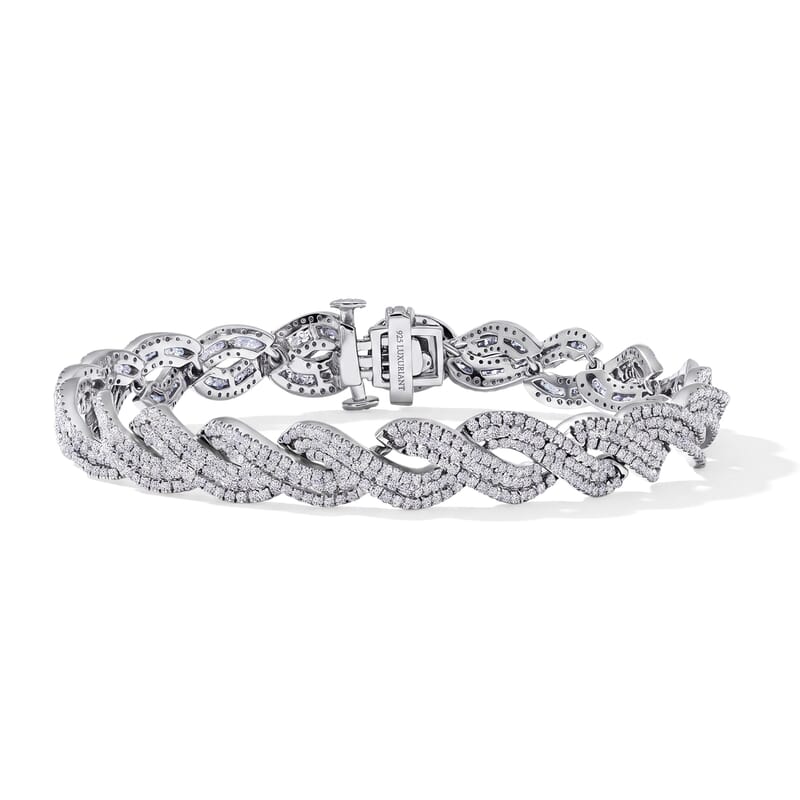 Lab Grown Diamond I1-I2 5.20 ctw Intertwined Destiny Bracelet in Rhodium Over Sterling Silver (6.50 In)