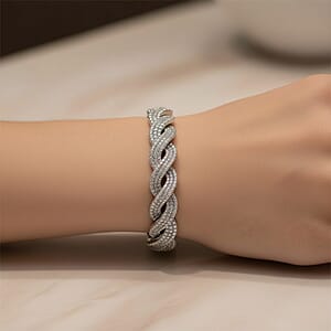  Lab Grown Diamond (I1-I2) 5.20 ctw Intertwined Destiny Bracelet in Rhodium Over Sterling Silver (7.25 In)