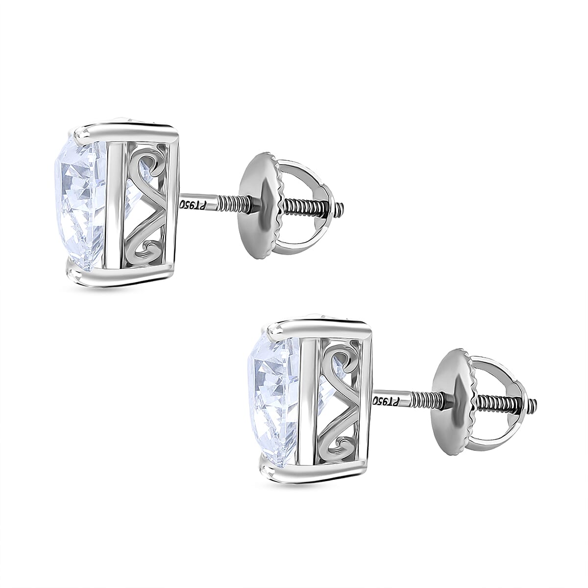 IGI Certified 950 Platinum Luxuriant Lab Grown Diamond (E-F, VS) Earrings (4.5 g) 5.00 ctw image number 3