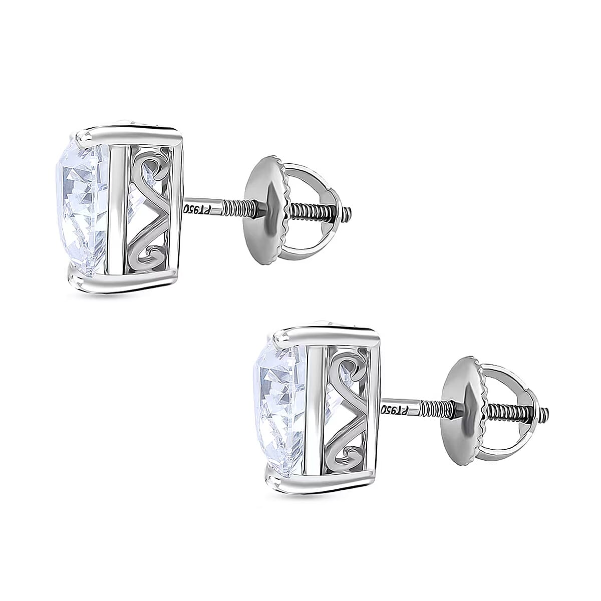 IGI Certified 950 Platinum Luxuriant Lab Grown Diamond (E-F, VS) Earrings (4.5 g) 5.00 ctw image number 8