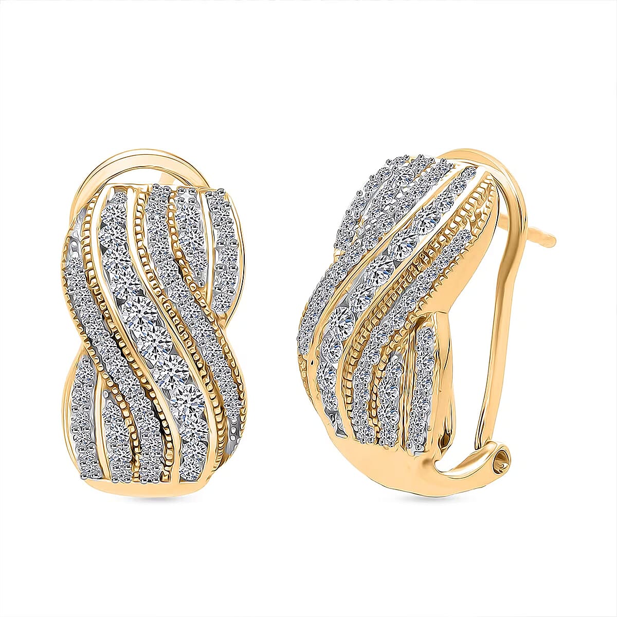 Luxuriant Lab Grown Diamond (G-H, SI) Earrings in 18K Vermeil YG Over Sterling Silver 0.97 ctw image number 0