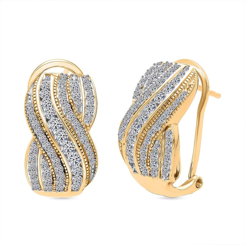 Luxuriant Lab Grown Diamond G-H SI 1.00 ctw Earrings in 18K Vermeil Yellow Gold Over Sterling Silver