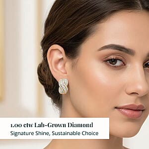 Doorbuster Luxuriant Lab Grown Diamond G-H SI 1.00 ctw Earrings in 18K Vermeil Yellow Gold Over Sterling Silver