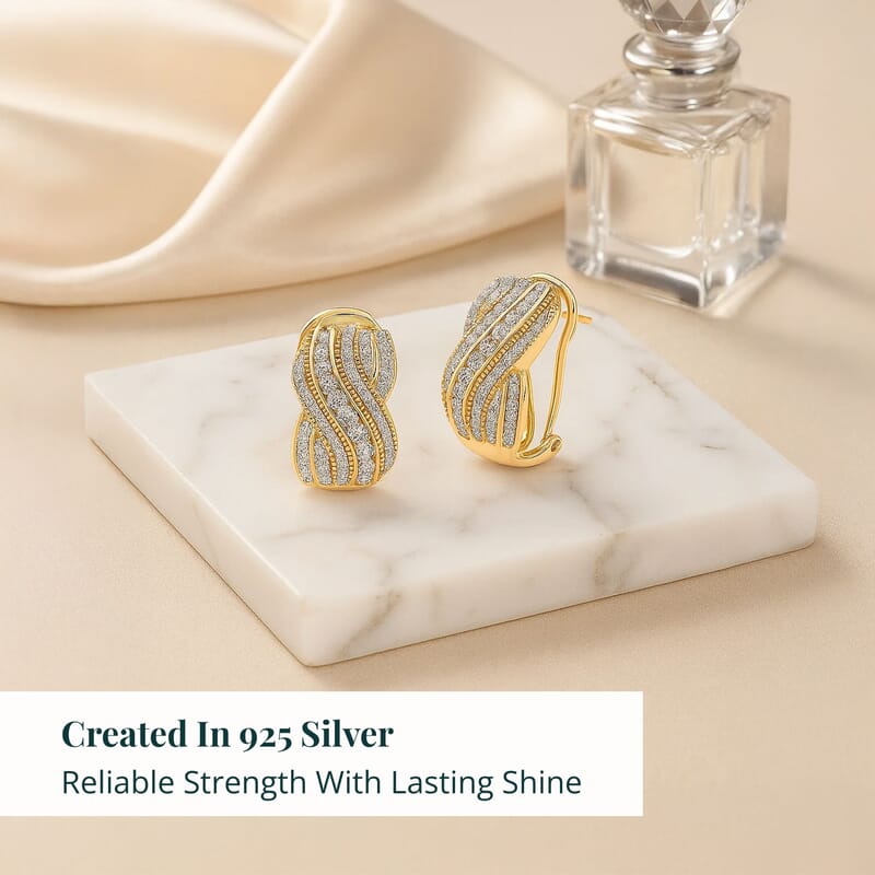 Luxuriant Lab Grown Diamond G-H SI 1.00 ctw Earrings in 18K Vermeil Yellow Gold Over Sterling Silver