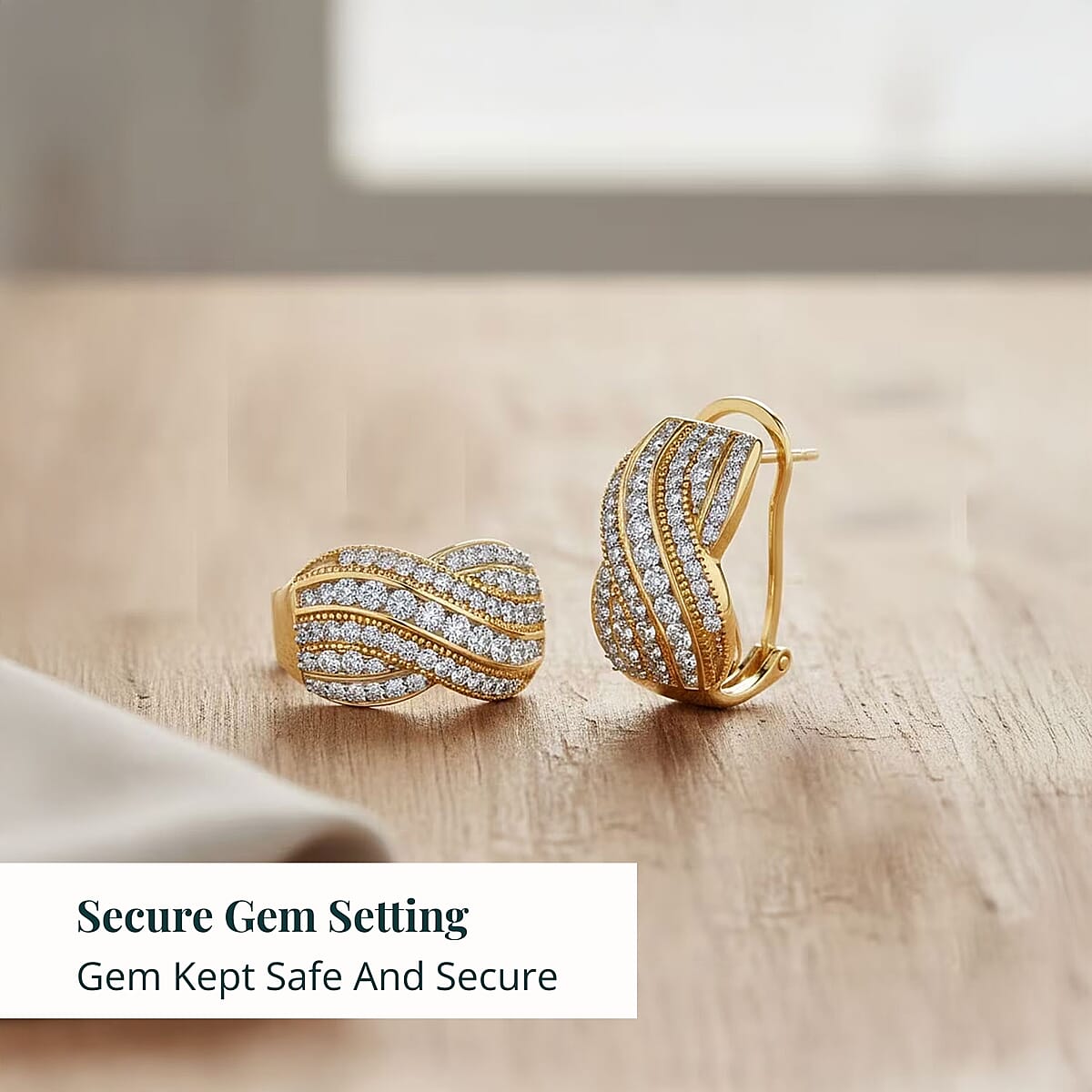 Luxuriant Lab Grown Diamond (G-H, SI) Earrings in 18K Vermeil YG Over Sterling Silver 0.97 ctw image number 4