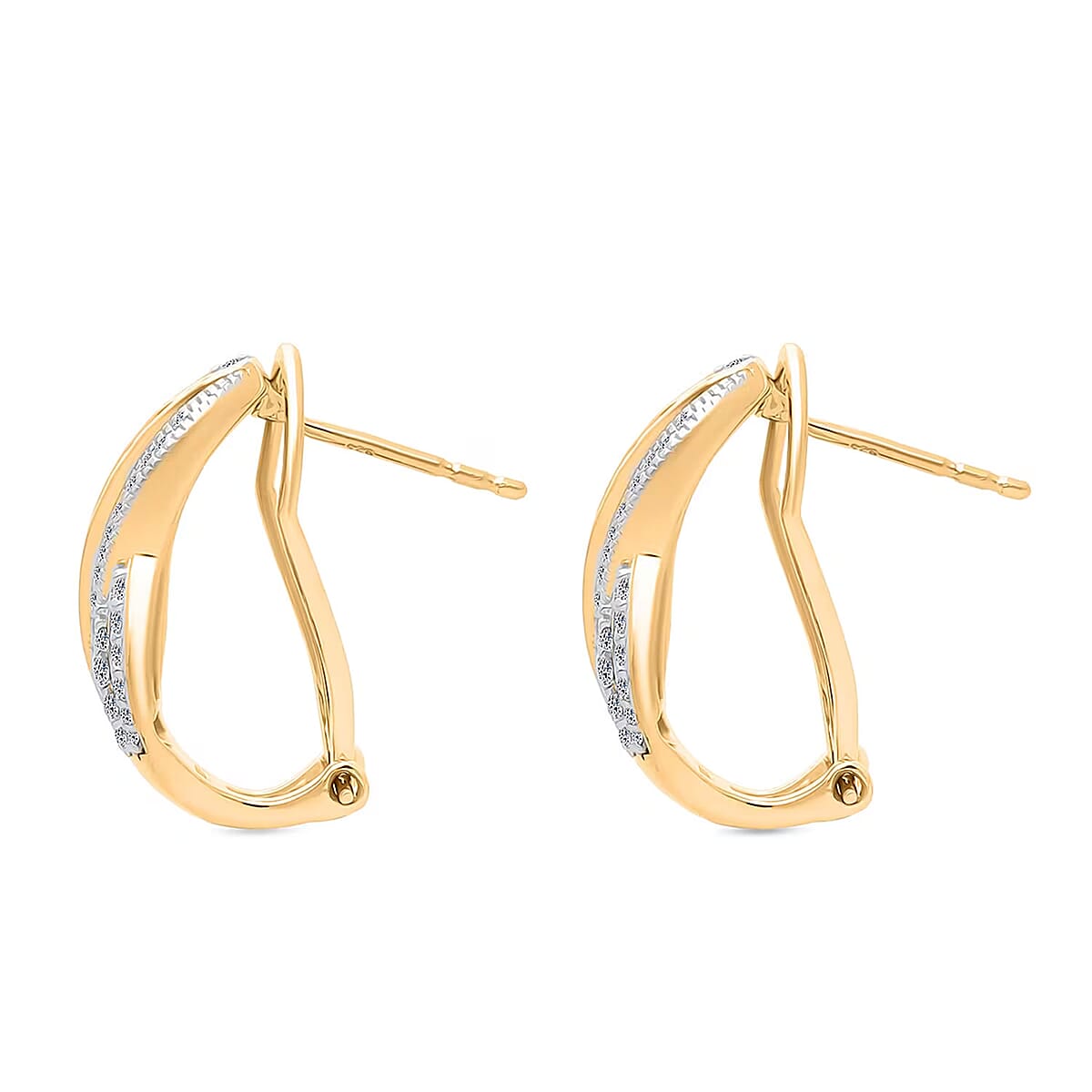 Luxuriant Lab Grown Diamond (G-H, SI) Earrings in 18K Vermeil YG Over Sterling Silver 0.97 ctw image number 7