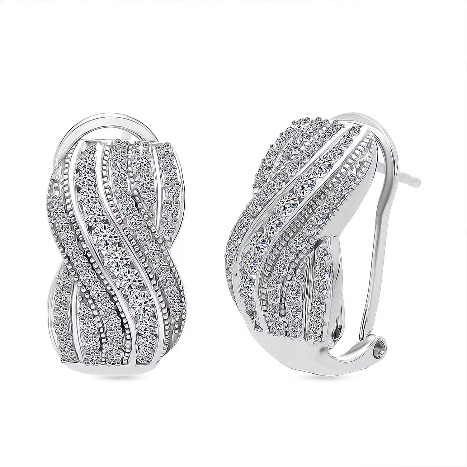Luxuriant Lab Grown Diamond G-H SI 1.00 ctw Earrings in Rhodium Over Sterling Silver
