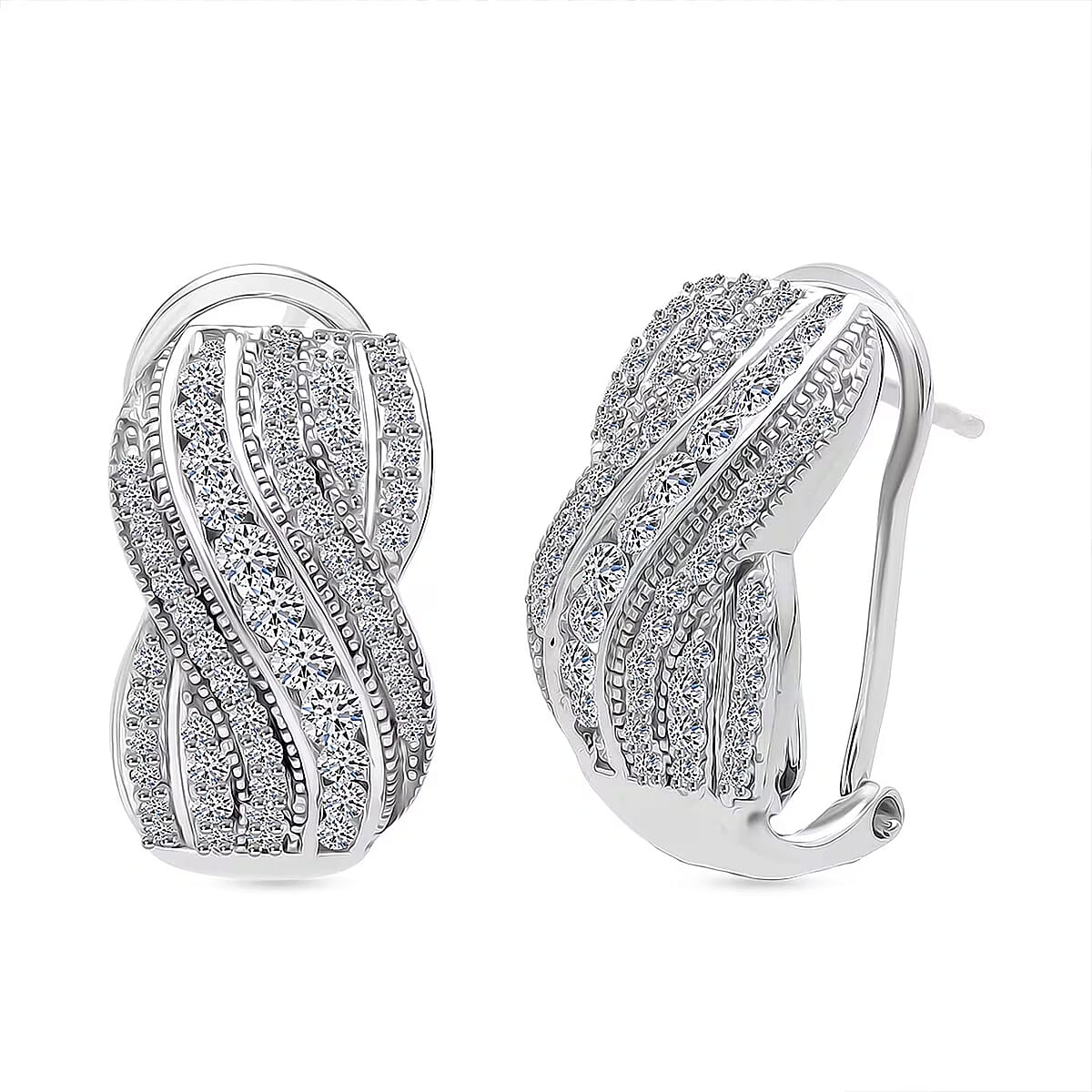 Doorbuster Luxuriant Lab Grown Diamond G-H SI 1.00 ctw Earrings in Rhodium Over Sterling Silver image number 0