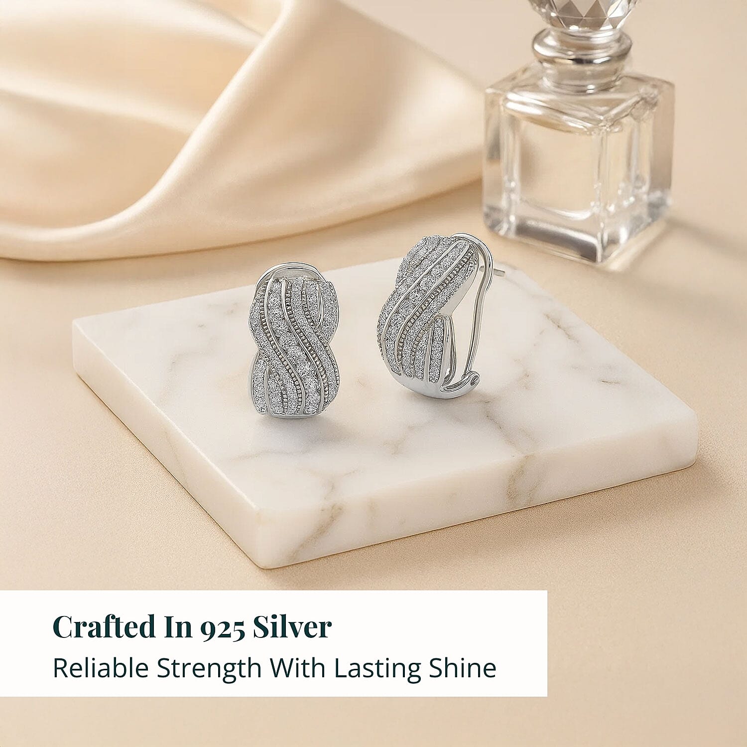 Luxuriant Lab Grown Diamond G-H SI 1.00 ctw Earrings in Rhodium Over Sterling Silver