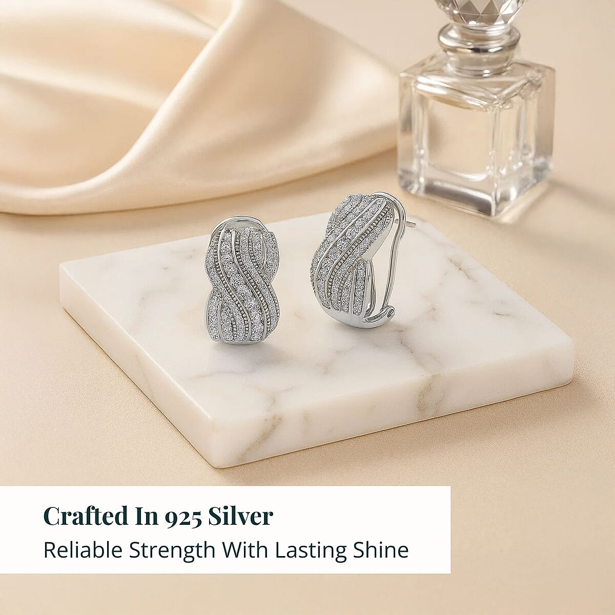 Doorbuster Luxuriant Lab Grown Diamond G-H SI 1.00 ctw Earrings in Rhodium Over Sterling Silver image number 2