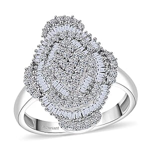 Doorbuster Luxuriant Lab Grown Diamond G-H SI 1.00 ctw Mosaic Art Ring in Rhodium Over Sterling Silver (Size 10.0)