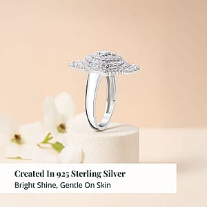 Luxuriant Lab Grown Diamond Mosaic Art Ring in Rhodium Over Sterling Silver 1.00 ctw (Size 10.0)