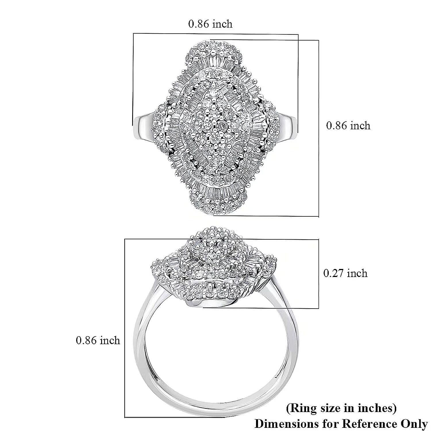 Luxuriant Lab Grown Diamond Mosaic Art Ring in Rhodium Over Sterling Silver 1.00 ctw (Size 10.0)