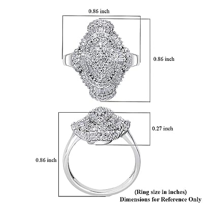 Luxuriant Lab Grown Diamond Mosaic Art Ring in Rhodium Over Sterling Silver 1.00 ctw (Size 10.0)