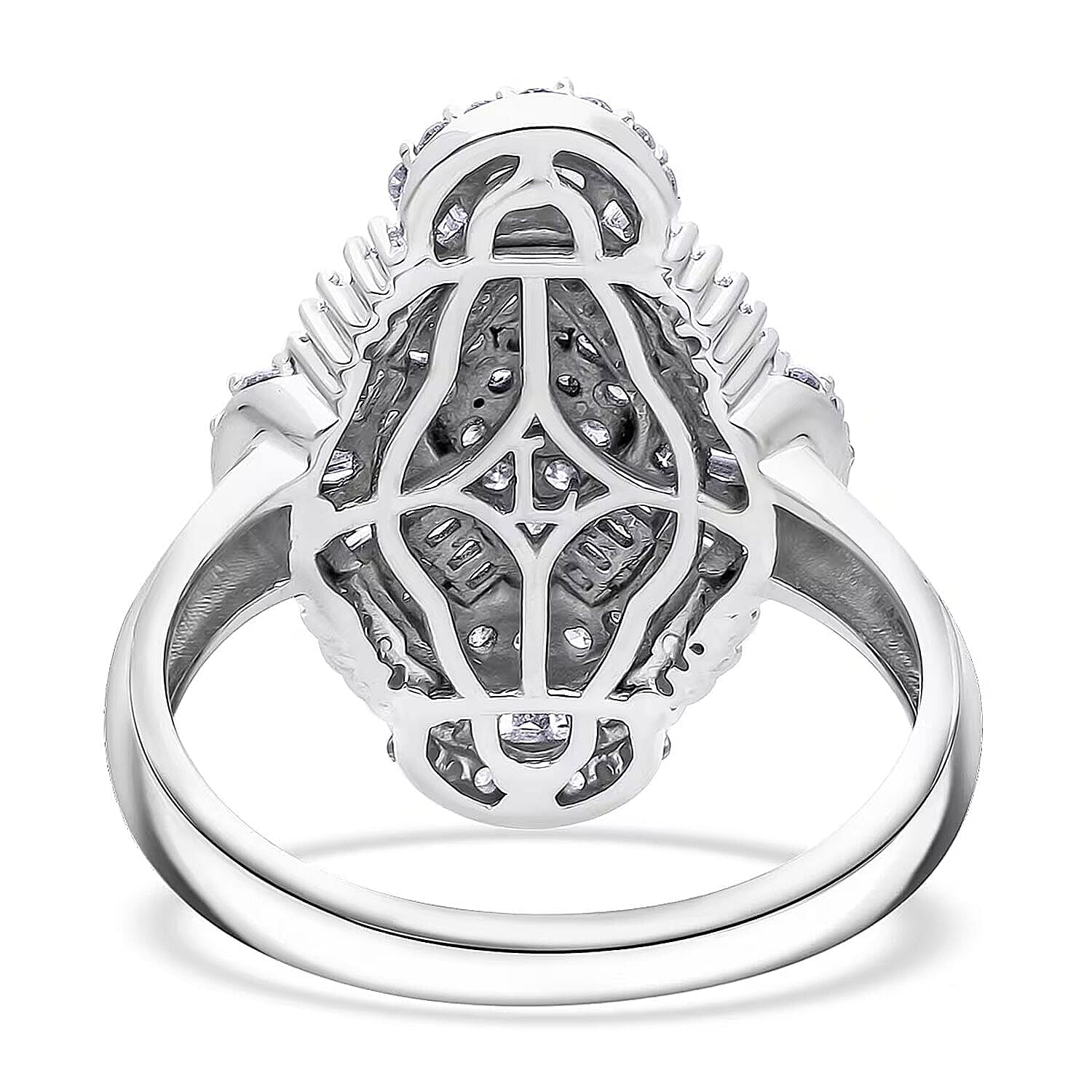 Luxuriant Lab Grown Diamond Mosaic Art Ring in Rhodium Over Sterling Silver 1.00 ctw (Size 10.0)