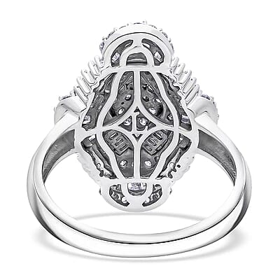 Luxuriant Lab Grown Diamond Mosaic Art Ring in Rhodium Over Sterling Silver 1.00 ctw (Size 10.0)