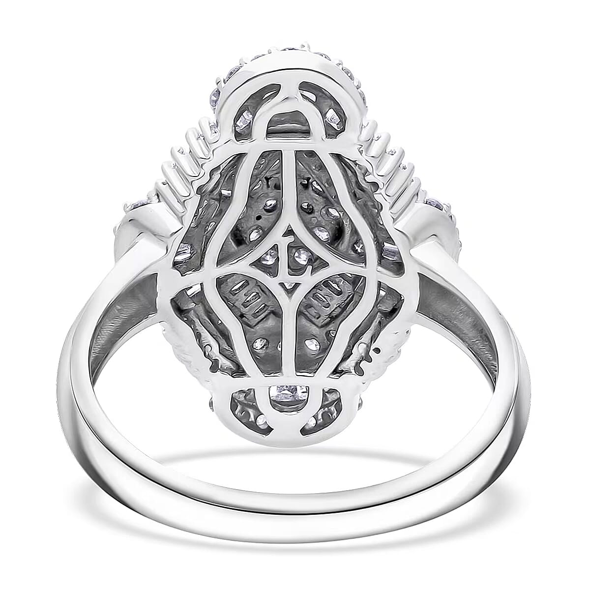 Luxuriant Lab Grown Diamond Mosaic Art Ring in Rhodium Over Sterling Silver 1.00 ctw (Size 5.0) image number 7