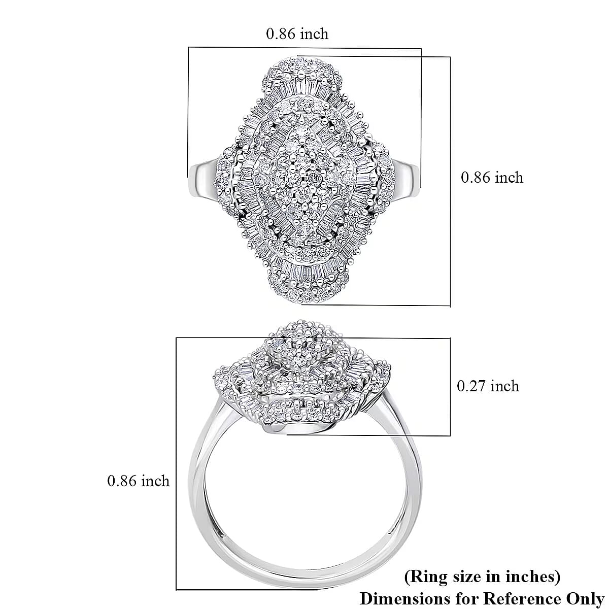 Doorbuster Luxuriant Lab Grown Diamond G-H SI 1.00 ctw Mosaic Art Ring in Rhodium Over Sterling Silver (Size 7.0) image number 6