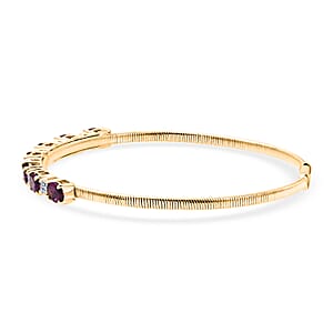 Doorbuster AAA Radiant Ember Garnet and Luxuriant Lab Grown Diamond E-F VS 4.40 ctw Cuff Bracelet in 10K Yellow Gold (7.25 In)