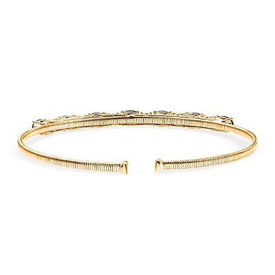  AAA Radiant Ember Garnet and Luxuriant Lab Grown Diamond E-F VS 4.40 ctw Cuff Bracelet in 10K Yellow Gold (7.25 In)