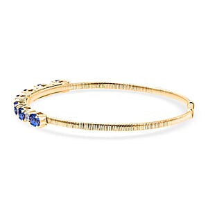 AAA Tanzanite and Luxuriant Lab Grown Diamond E-F VS 4.00 ctw Cuff Bracelet in 10K Yellow Gold (7.25 In)