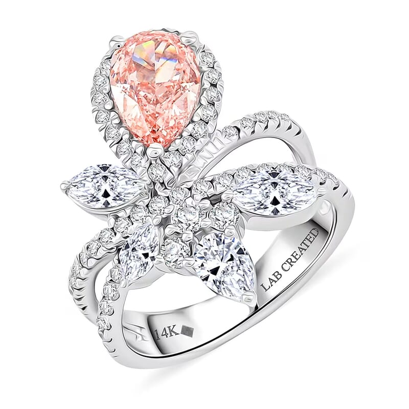 Luxuriant Lab Grown Pink Diamond (IR) 10.0) and Lab Grown Diamond VS-VS2 3.00 ctw Ring in 14K White Gold (Size 10.0)