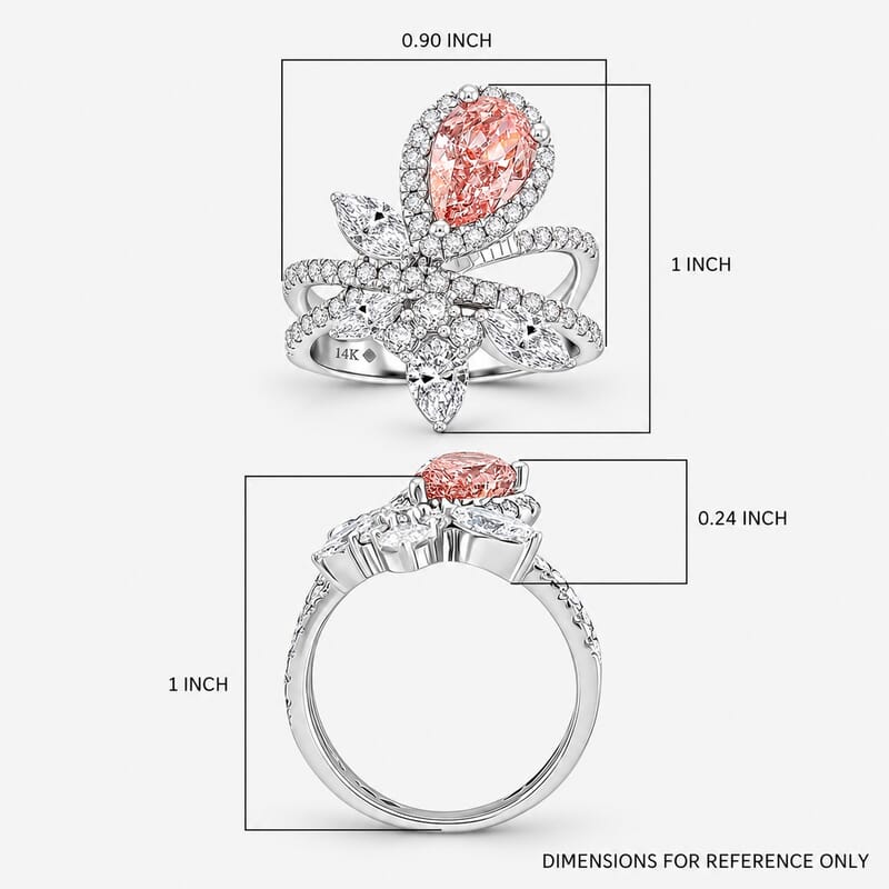 Luxuriant Lab Grown Pink Diamond (IR) 10.0) and Lab Grown Diamond VS-VS2 3.00 ctw Ring in 14K White Gold (Size 10.0)